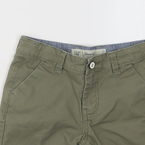 Primark Boys Green Cotton Chino Shorts Size 5-6 Years Regular Zip