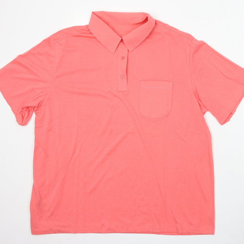 St Michael Mens Pink Cotton Polo Size L Collared Button