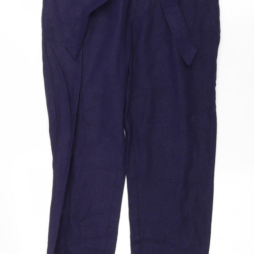 JustFab Womens Black Linen Carrot Trousers Size XS L27 in Regular Zip
