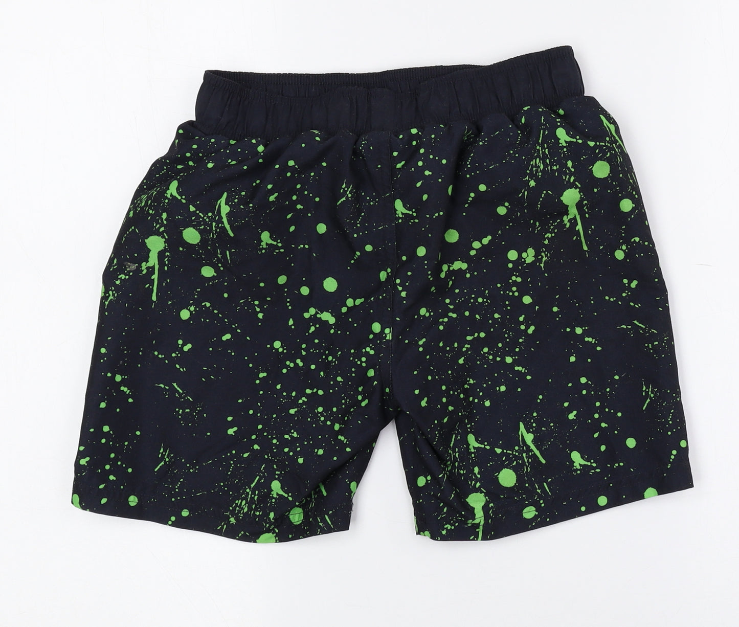 Primark Boys Black Geometric Polyester Biker Shorts Size 9-10 Years Regular Drawstring - Minecraft Swim Shorts