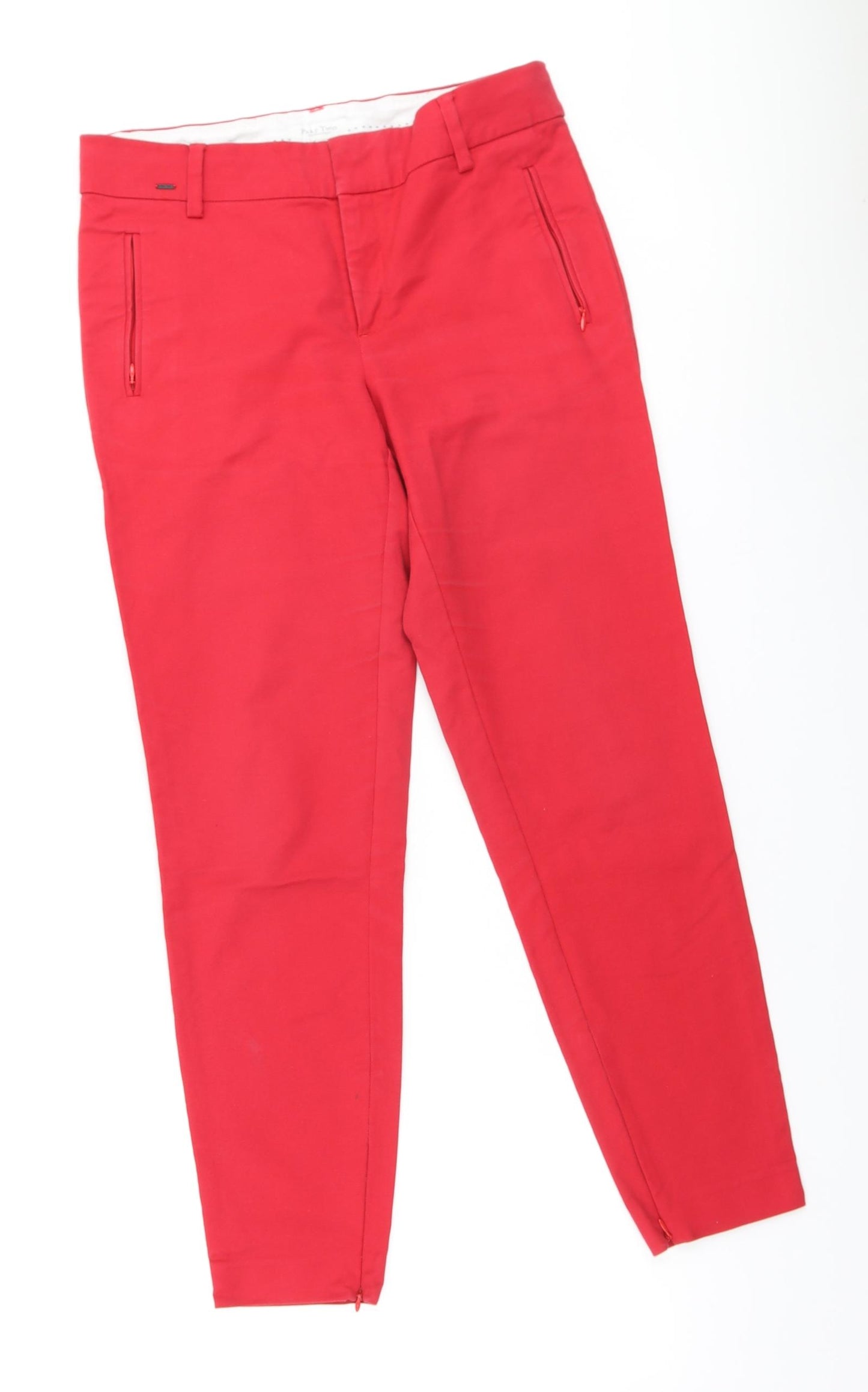 Part Two Womens Red Polyester Chino Trousers Size 10 L28 in Regular Zip