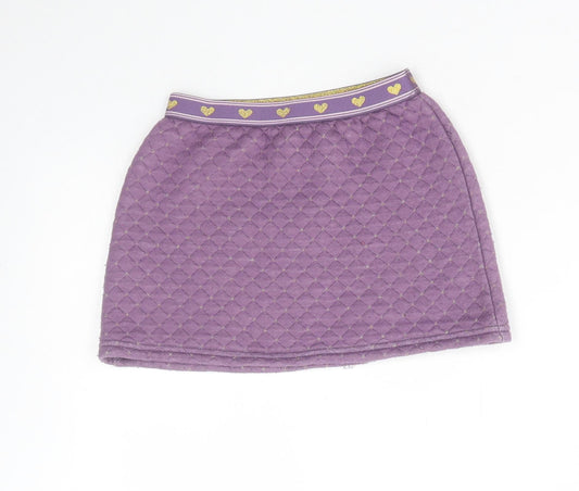 Dunnes Stores Girls Purple Polyester Mini Skirt Size 5-6 Years Regular Pull On