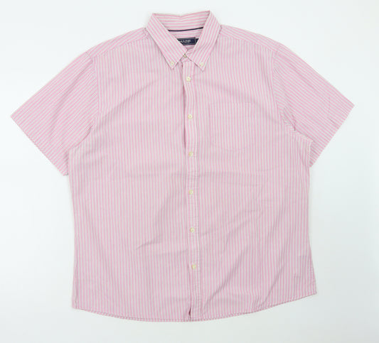 Debenhams Mens Pink Striped Cotton Button-Up Size L Collared Button