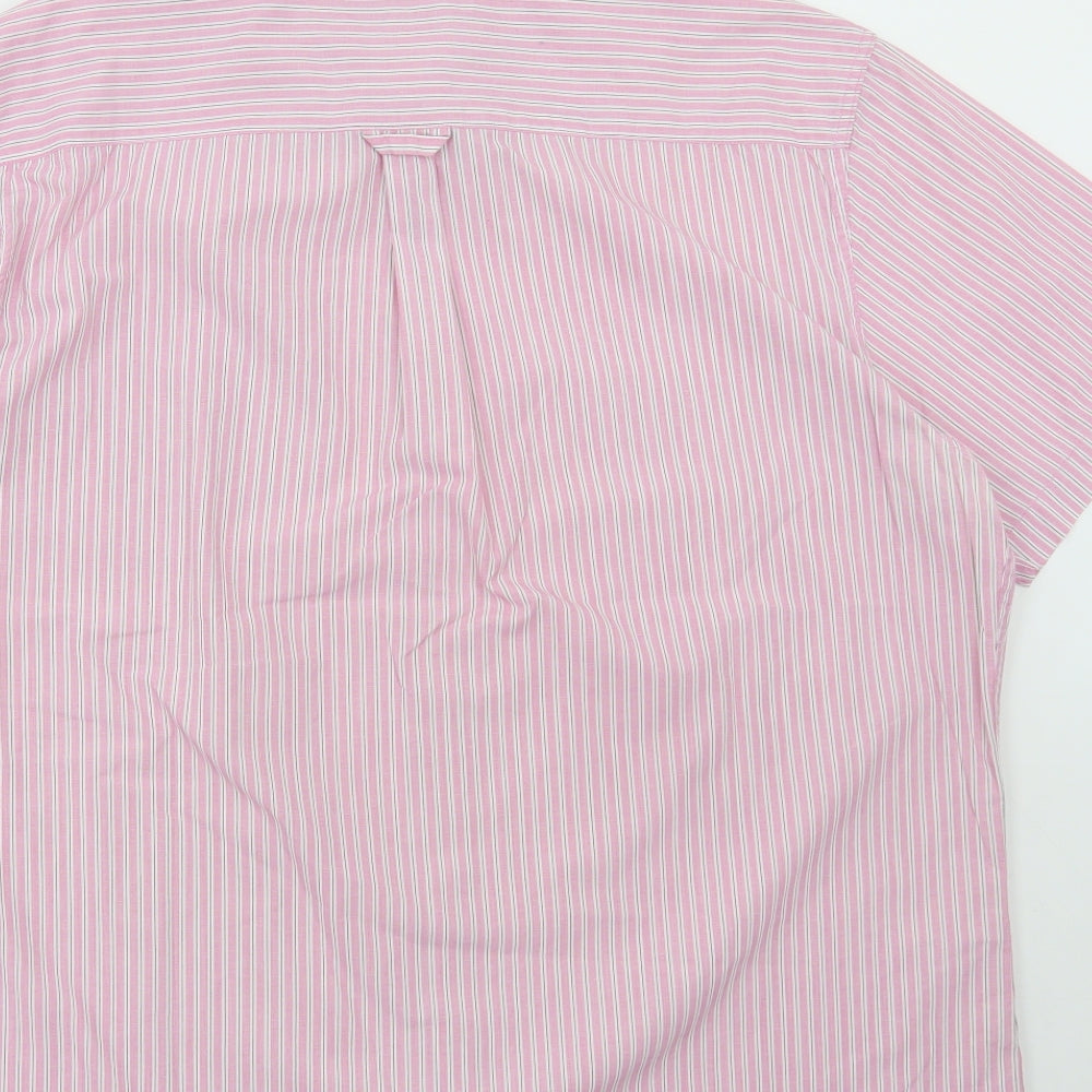 Debenhams Mens Pink Striped Cotton Button-Up Size L Collared Button