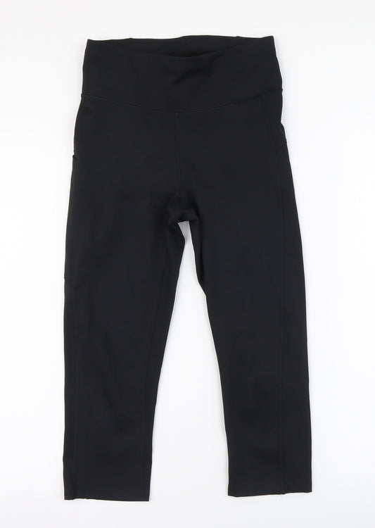 Marks and Spencer Womens Black Polyester Jogger Leggings Size 8 L20 in Regular Drawstring