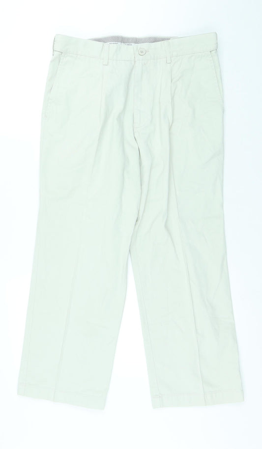 Atlantic Bay Mens Beige Cotton Chino Trousers Size 34 in L27 in Regular Button