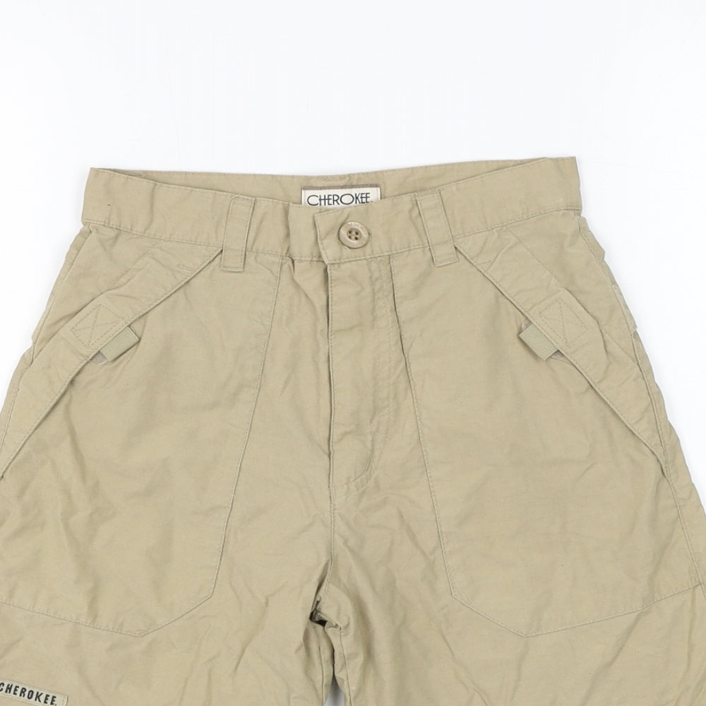 Cherokee Boys Beige Cotton Bermuda Shorts Size 8-9 Years Regular Zip