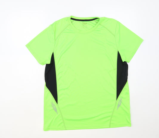 Crivit Mens Green Polyester T-Shirt Size L Crew Neck