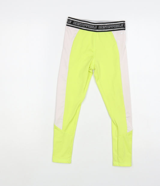 Matalan Girls Yellow Colourblock Polyester Jogger Trousers Size 6-7 Years Regular Pullover - Leggings