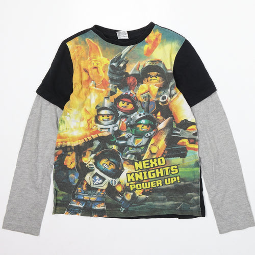 LEGO Boys Multicoloured Geometric Cotton Basic T-Shirt Size 10-11 Years Round Neck - Nexo Knights Power Up!
