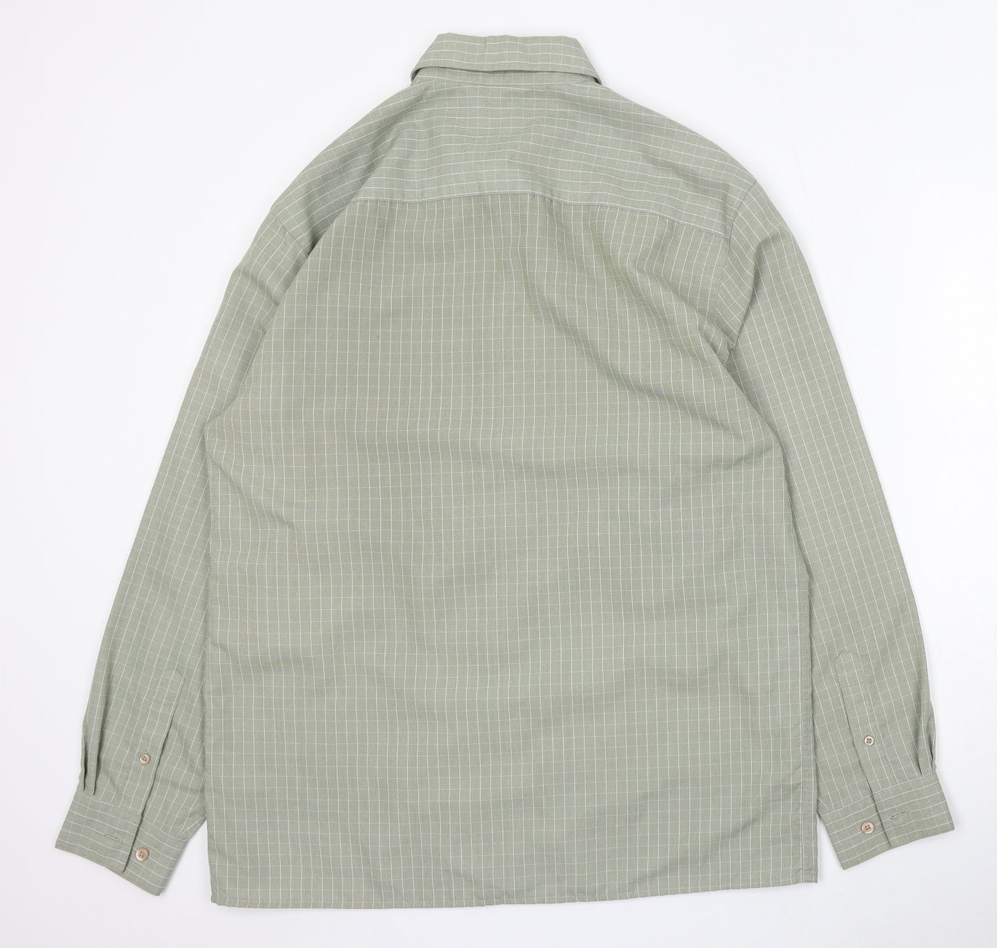Thomas Nash Mens Green Check Cotton Button-Up Size M Collared Button