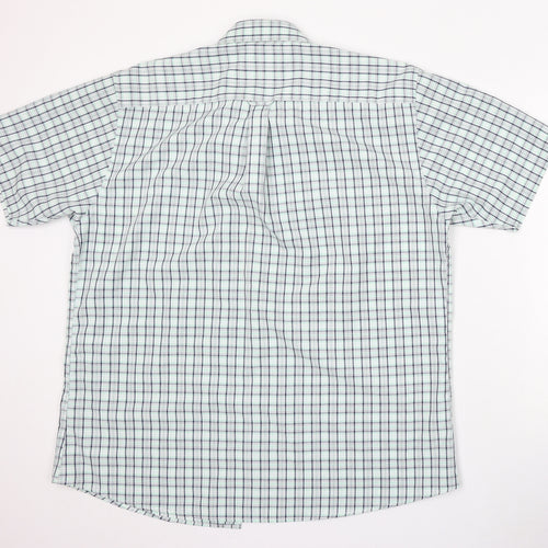 Lincoln Mens Green Check Polyester Button-Up Size L Collared Button