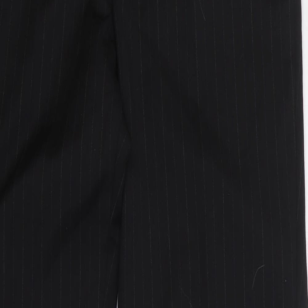 Limehaus Mens Black Striped Polyester Trousers Size 32 L32 in Regular Hook & Eye