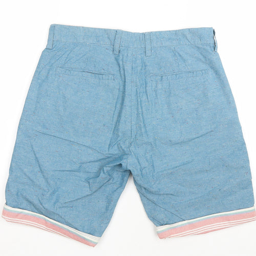 Easy Mens Multicoloured Striped Cotton Chino Shorts Size 30 in L9 in Regular Button