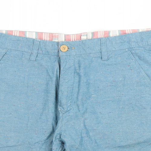 Easy Mens Multicoloured Striped Cotton Chino Shorts Size 30 in L9 in Regular Button
