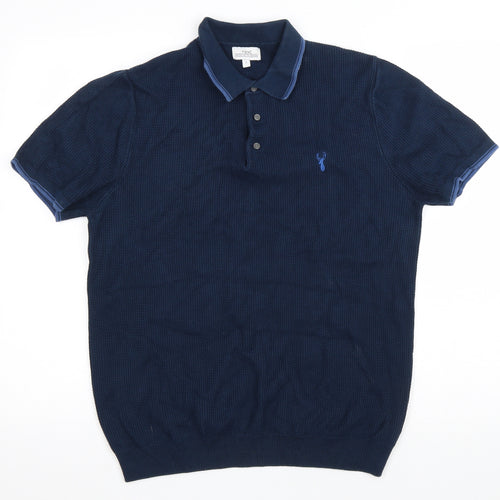 NEXT Mens Blue Cotton Polo Size S Collared Button - Stag