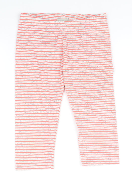 NEXT Girls Orange Striped Polyester Jegging Trousers Size 9 Months Regular