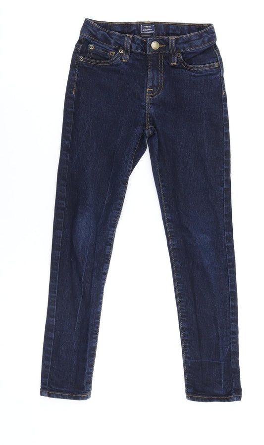 Gap Girls Blue Cotton Skinny Jeans Size 7 Years Regular Zip