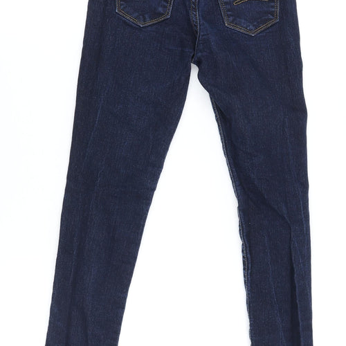 Gap Girls Blue Cotton Skinny Jeans Size 7 Years Regular Zip