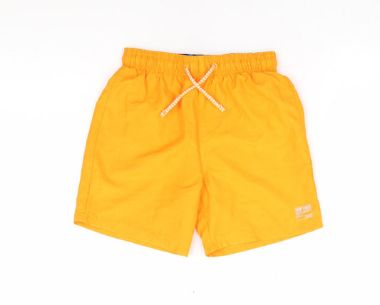 F&Fq Boys Orange 100% Polyester Sweat Shorts Size 8-9 Years Regular Drawstring - Neon Swim Short