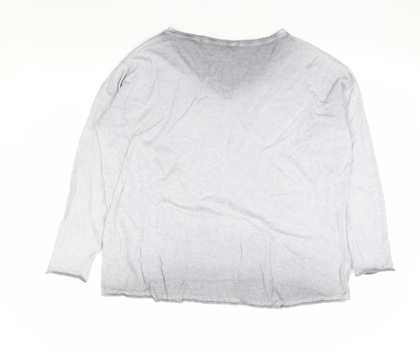 HEINE Womens Grey V-Neck Geometric 100% Cotton Pullover Jumper Size 10 - Stars