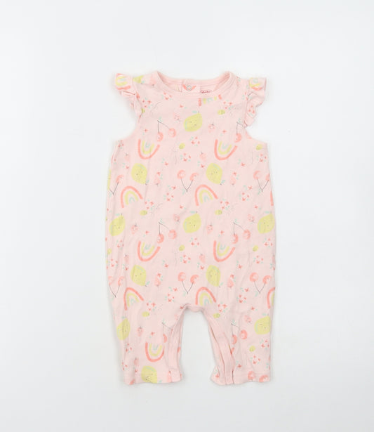 Studio Baby Pink Geometric Cotton Dungaree One-Piece Size 6-9 Months Snap