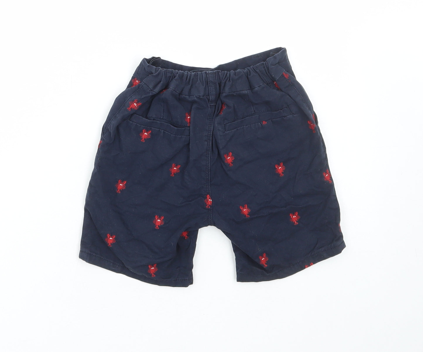 NEXT Boys Blue Geometric Cotton Chino Shorts Size 4-5 Years Regular Zip - Lobster