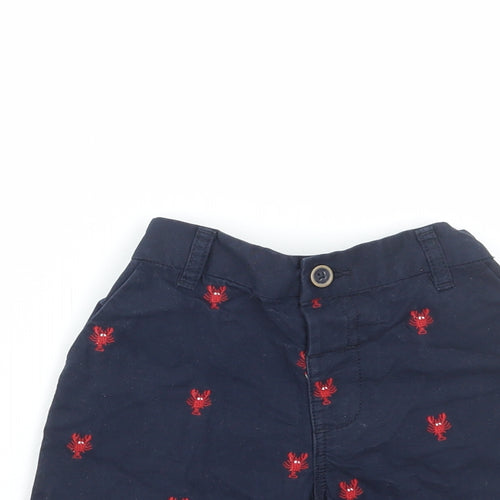 NEXT Boys Blue Geometric Cotton Chino Shorts Size 4-5 Years Regular Zip - Lobster