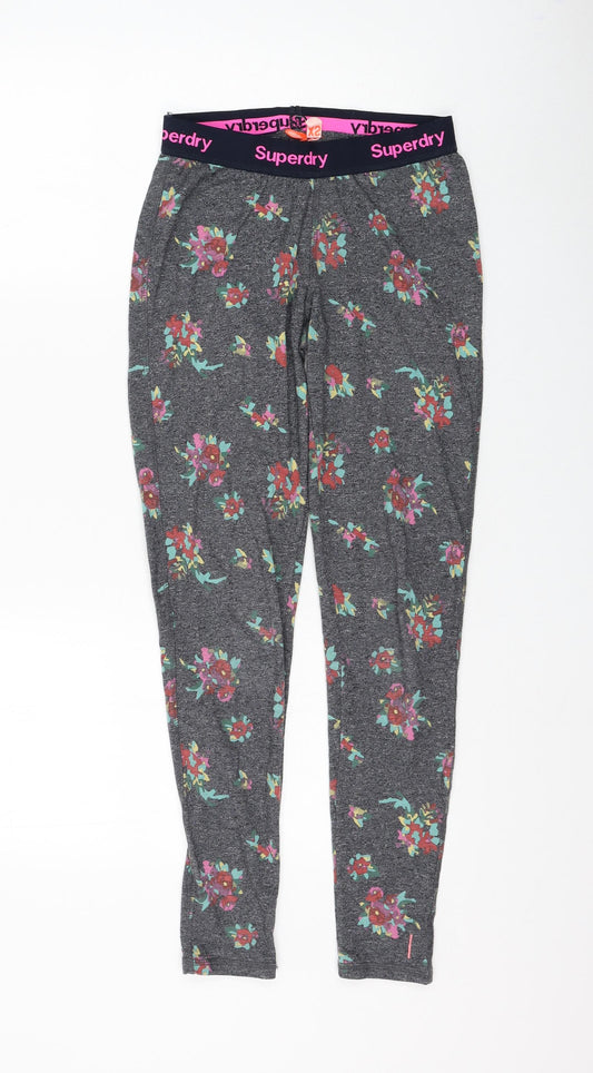 Superdry Womens Grey Floral Cotton Jogger Leggings Size XS L27 in