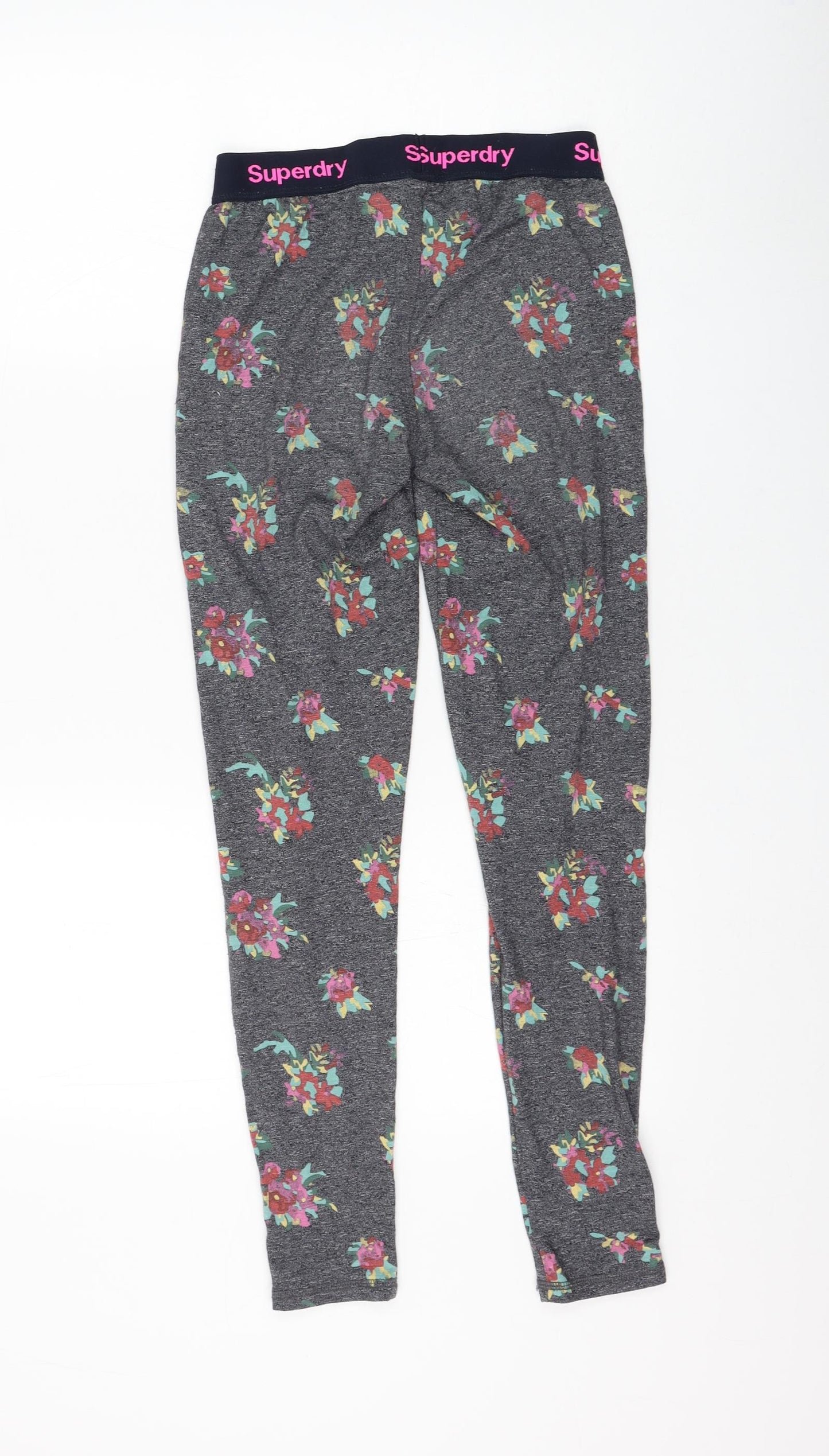 Superdry Womens Grey Floral Cotton Jogger Leggings Size XS L27 in