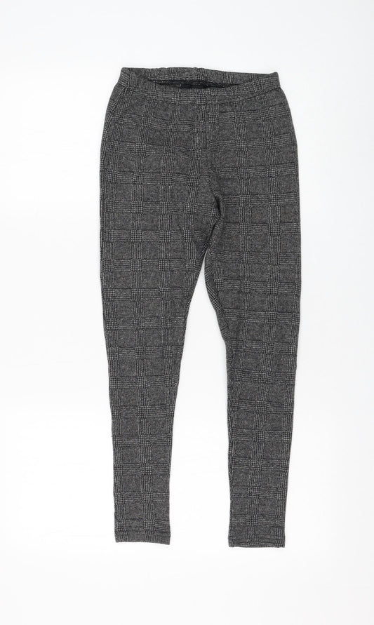 New Look Womens Grey Check Cotton Capri Leggings Size 6 L23 in
