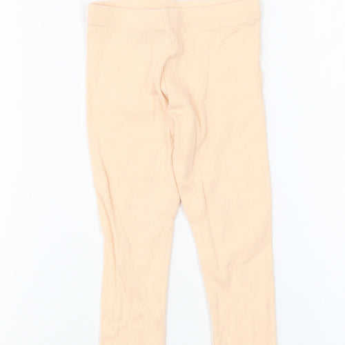 Marks and Spencer Girls Orange Cotton Jogger Trousers Size 2-3 Years Regular Pullover