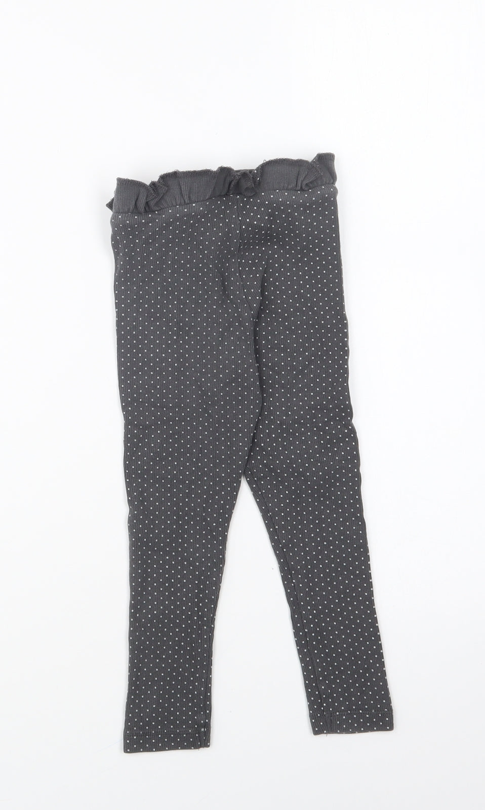 Dunnes Stores Girls Grey Polka Dot Cotton Jogger Trousers Size 2-3 Years Regular Pullover