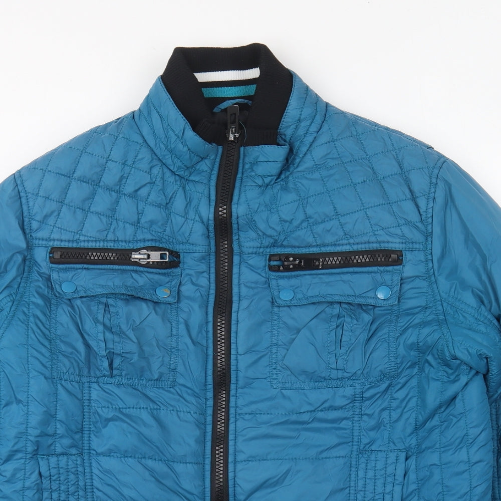 celio* Womens Blue Quilted Jacket Size M Zip