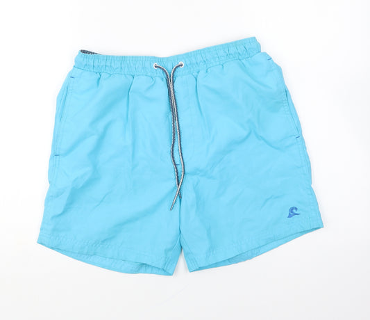 Matalan Mens Blue Polyester Sweat Shorts Size S L6 in Regular Drawstring - Swim Shorts