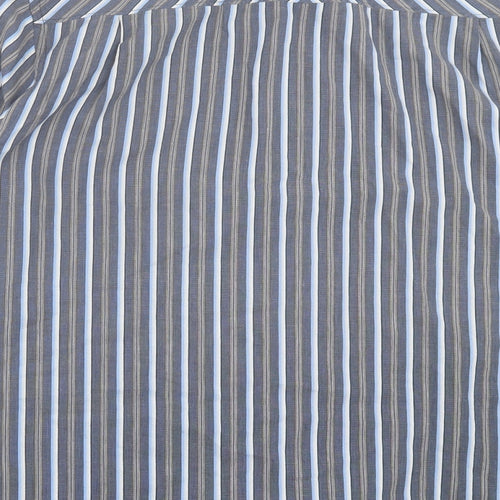 Thomas Nash Mens Blue Striped Cotton Button-Up Size XL Collared Button
