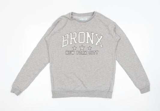 Primark Girls Grey Cotton Pullover Sweatshirt Size 14-15 Years - Bronx New York