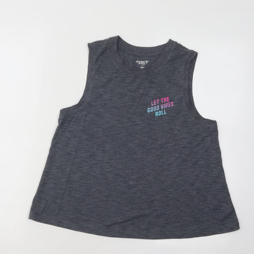 Old Navy Womens Grey Polyester Basic Tank Size XS Round Neck Pullover - Let The Good Vibes Roll Palm Trees
