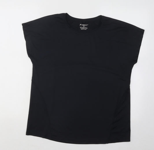 WORKOUT Womens Black Polyester Basic T-Shirt Size 10 Round Neck Pullover
