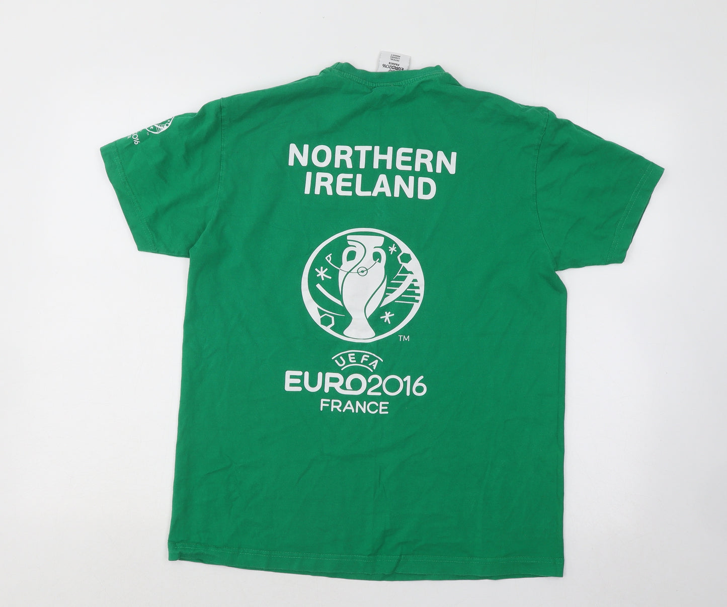 Euro 2016 Mens Green Cotton T-Shirt Size M Round Neck - Northern Ireland