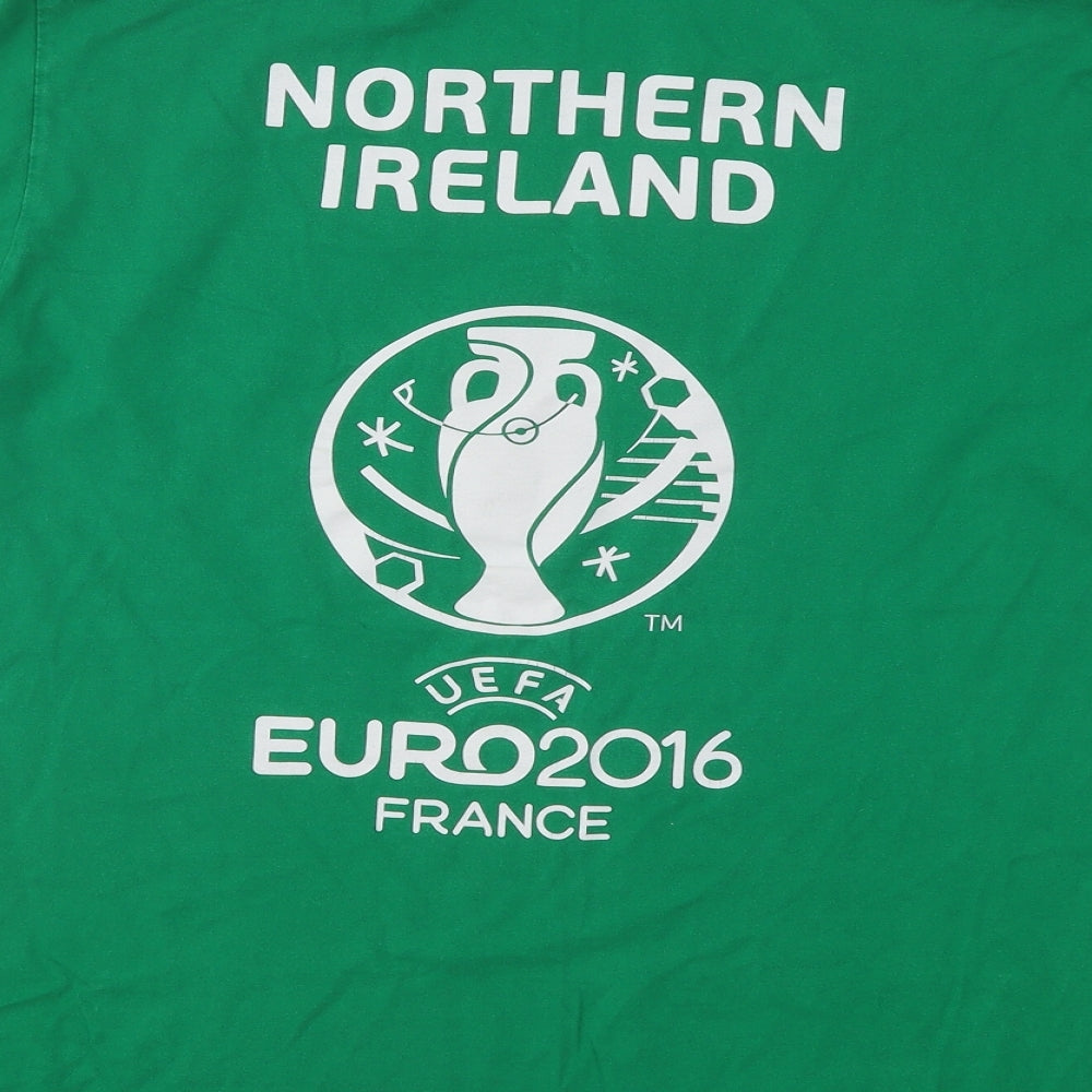 Euro 2016 Mens Green Cotton T-Shirt Size M Round Neck - Northern Ireland