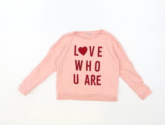 TU Girls Pink Cotton Pullover Sweatshirt Size 4 Years Pullover - Love Who U Are