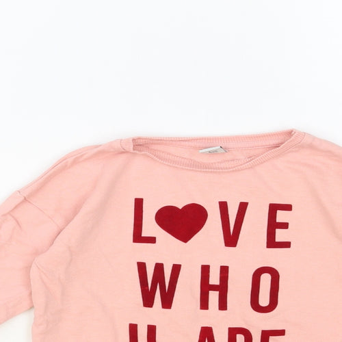 TU Girls Pink Cotton Pullover Sweatshirt Size 4 Years Pullover - Love Who U Are
