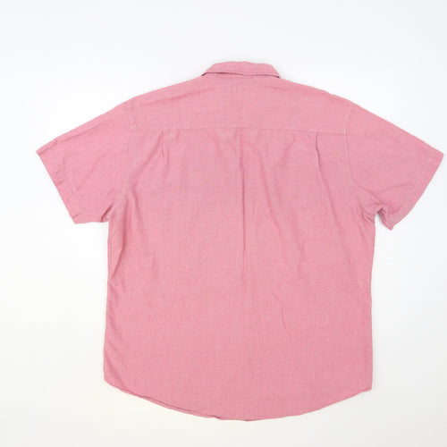 Lincoln Mens Pink Cotton Button-Up Size L Collared Button