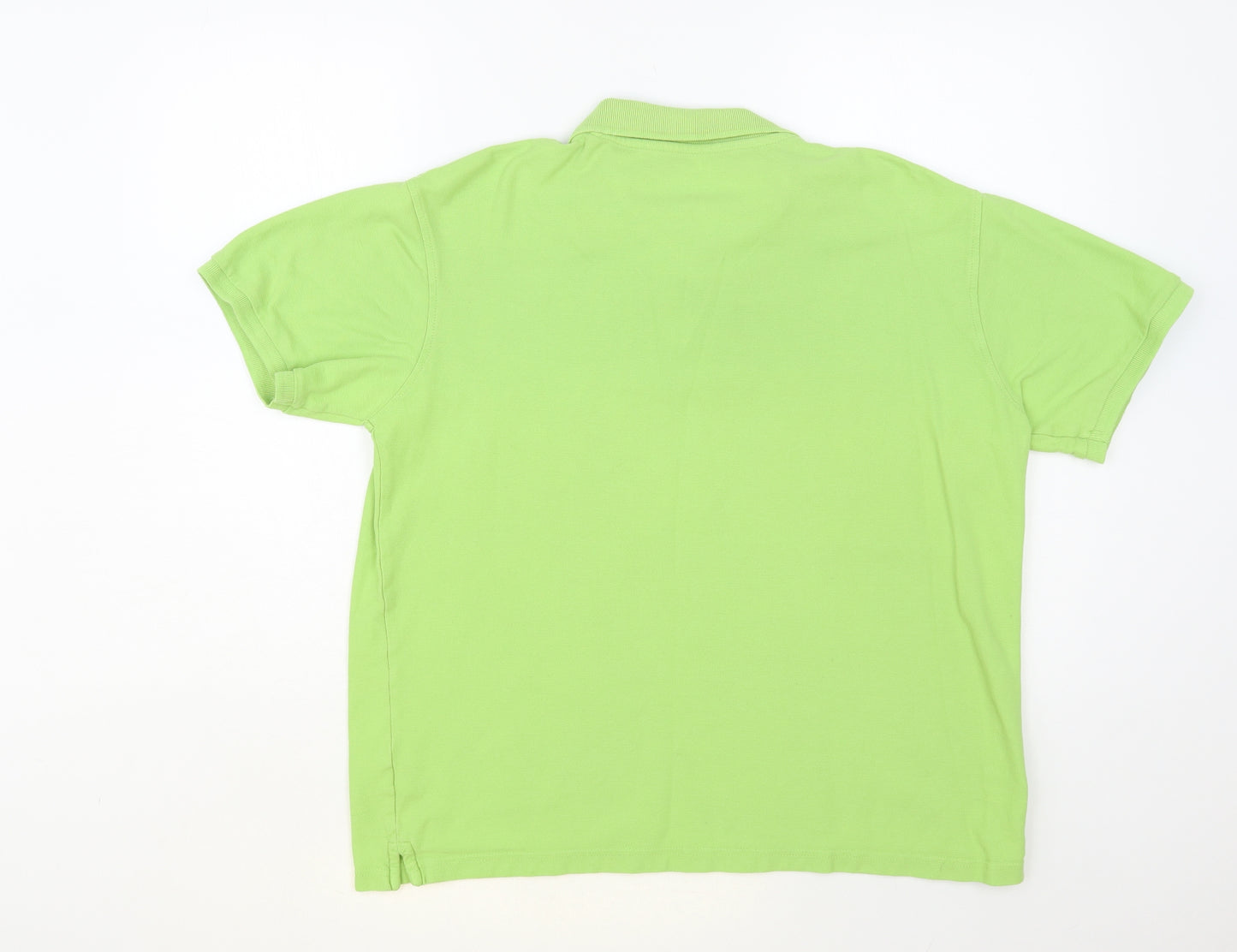 Dunnes Stores Mens Green Cotton Polo Size L Collared Button