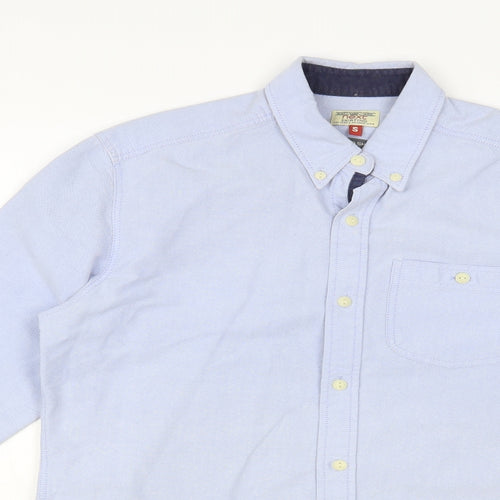 NEXT Mens Blue Cotton Button-Up Size S Collared Button