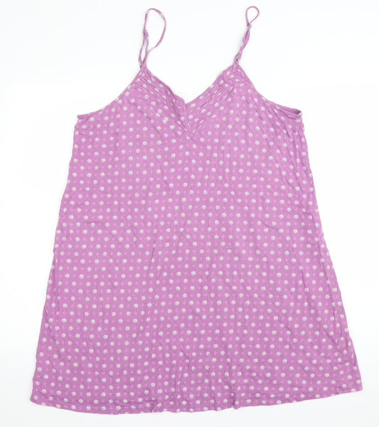 Marks and Spencer Womens Purple Floral Cotton Cami Dress Size M Drawstring