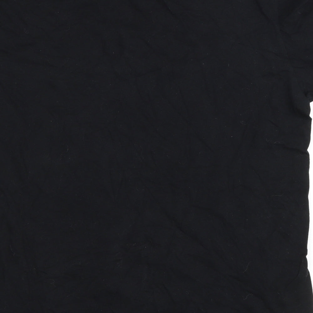 Gilden Mens Black Cotton T-Shirt Size L Round Neck - Dedicated