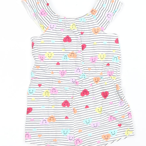 Primark Baby Multicoloured Striped Cotton Romper One-Piece Size 18-24 Months Pullover - Love hearts