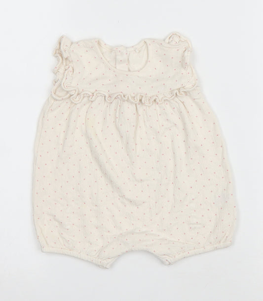 George Girls Ivory Polka Dot Viscose Romper One-Piece Size 9-12 Months Snap